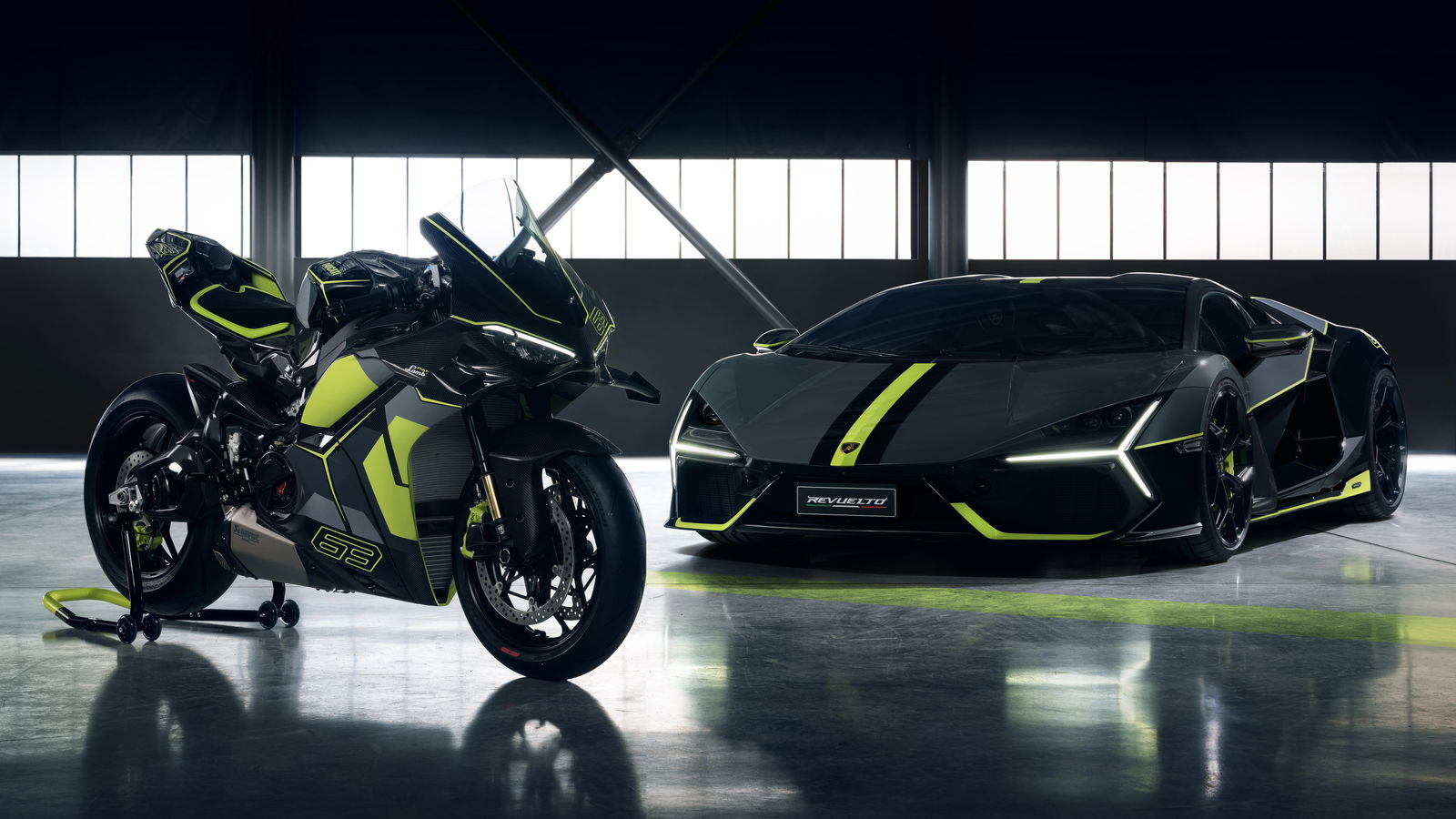 Ducati Panigale V4 Lamborghini and Lamborghini Revuelto